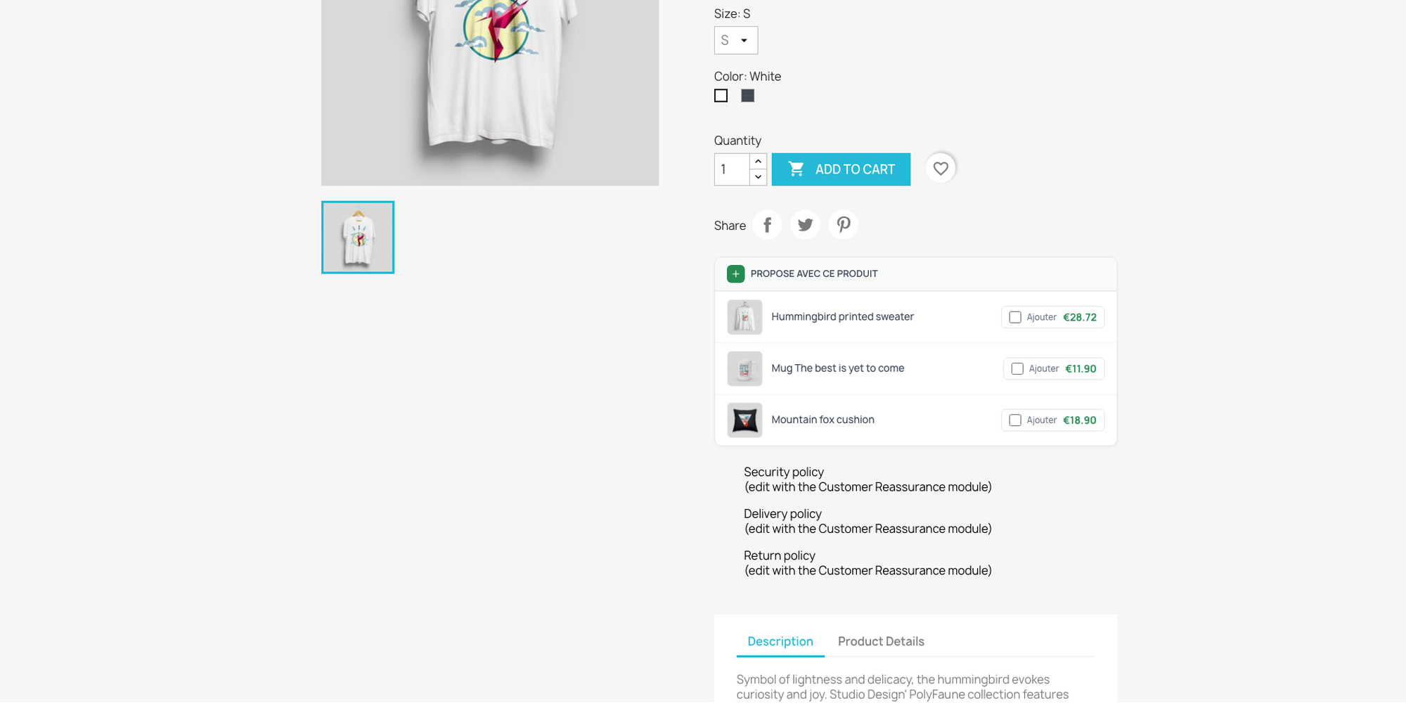 Affichage front — Suggestions avec checkboxes sur la fiche produit