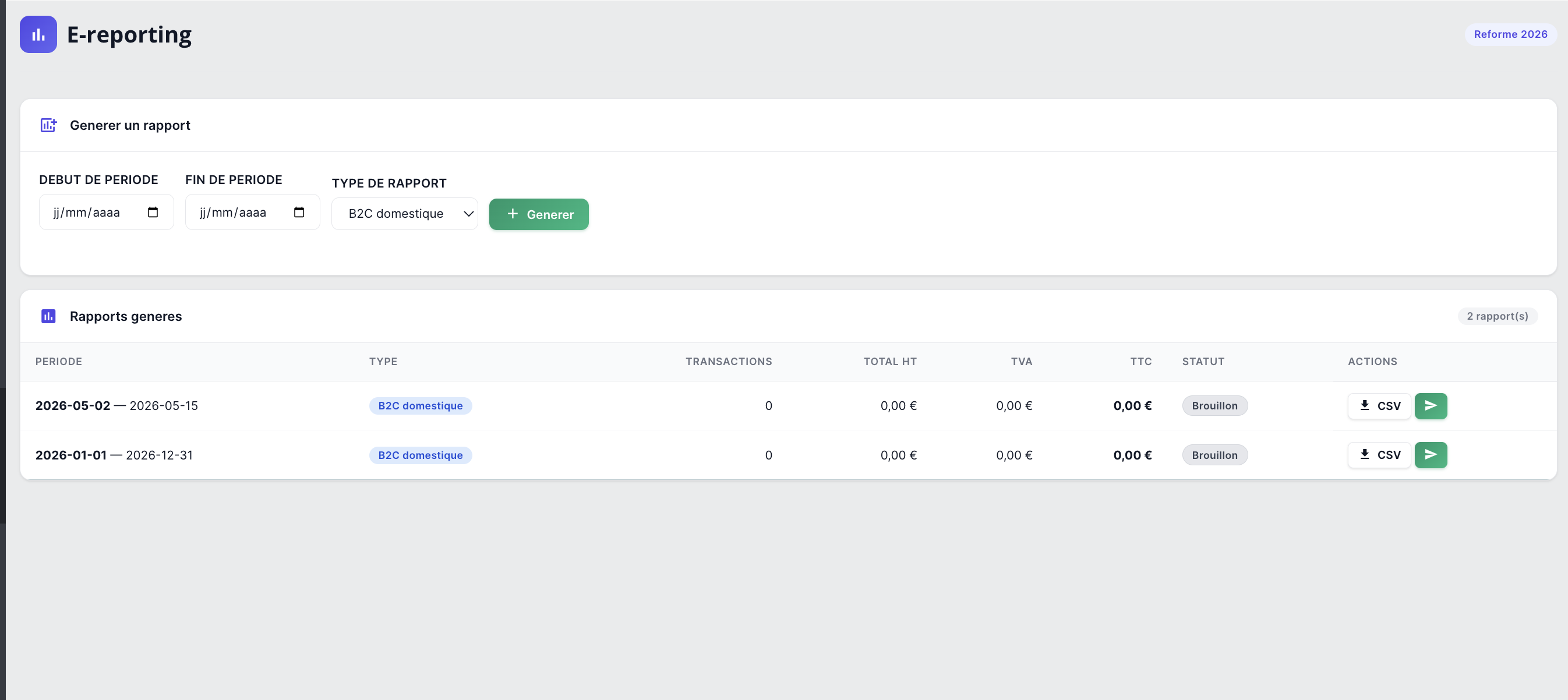 E-reporting Chorus Pro — Rapports B2C, export et international
