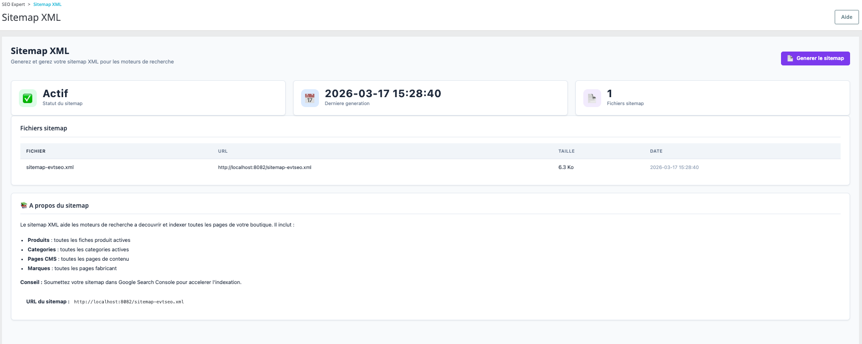 Sitemap XML — Génération automatique compatible Google Search Console